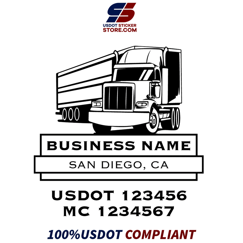 Business Name with USDOT, MC, GVW Regulation Lines Decal Sticker