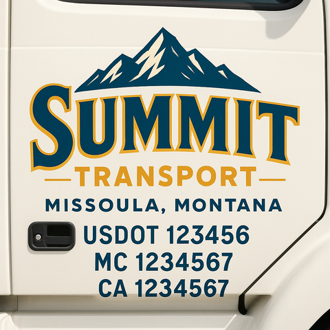 Custom Make Your Own Truck Door Lettering Decal Sticker Sign | Trucking, USDOT, MC, CA, GVW, KYU, VIN Truck Door Registration Number Decals (Set of 2)