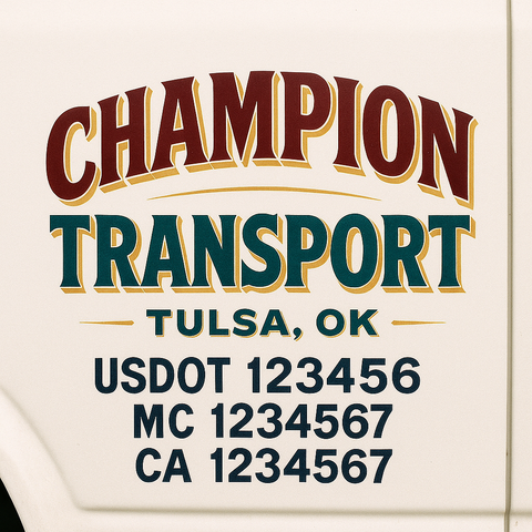 Custom Make Your Own Truck Door Lettering Decal Sticker Sign | Trucking, USDOT, MC, CA, GVW, KYU, VIN Truck Door Registration Number Decals (Set of 2)