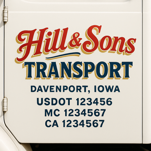 Custom Make Your Own Truck Door Lettering Decal Sticker Sign | Trucking, USDOT, MC, CA, GVW, KYU, VIN Truck Door Registration Number Decals (Set of 2)