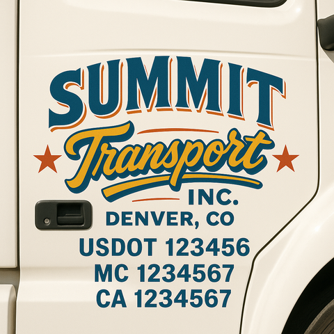 Custom Make Your Own Truck Door Lettering Decal Sticker Sign | Trucking, USDOT, MC, CA, GVW, KYU, VIN Truck Door Registration Number Decals (Set of 2)