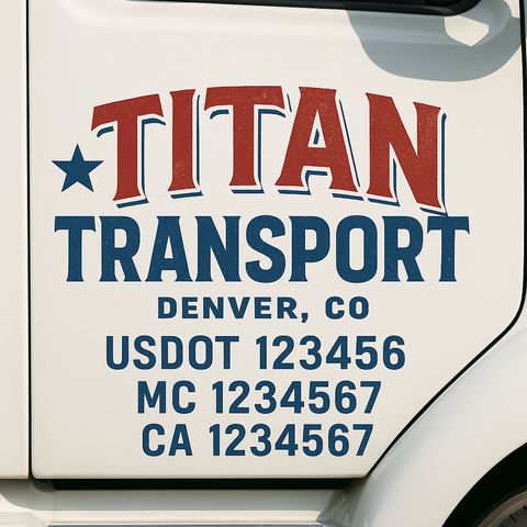 Custom Make Your Own Truck Door Lettering Decal Sticker Sign | Trucking, USDOT, MC, CA, GVW, KYU, VIN Truck Door Registration Number Decals (Set of 2)