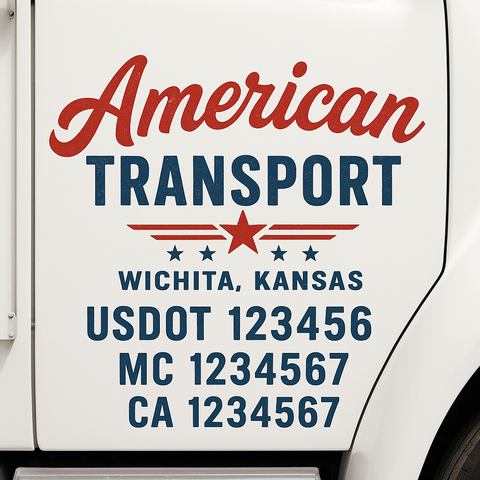 Custom Make Your Own Truck Door Lettering Decal Sticker Sign | Trucking, USDOT, MC, CA, GVW, KYU, VIN Truck Door Registration Number Decals (Set of 2)