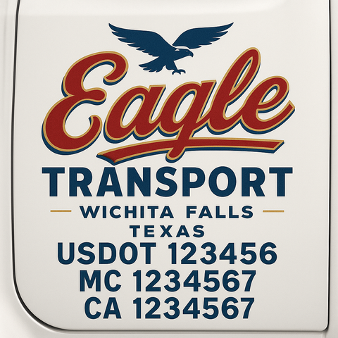 Custom Make Your Own Truck Door Lettering Decal Sticker Sign | Trucking, USDOT, MC, CA, GVW, KYU, VIN Truck Door Registration Number Decals (Set of 2)