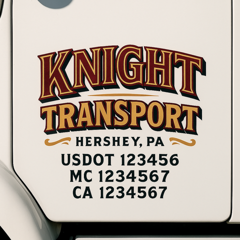 Custom Make Your Own Truck Door Lettering Decal Sticker Sign | Trucking, USDOT, MC, CA, GVW, KYU, VIN Truck Door Registration Number Decals (Set of 2)