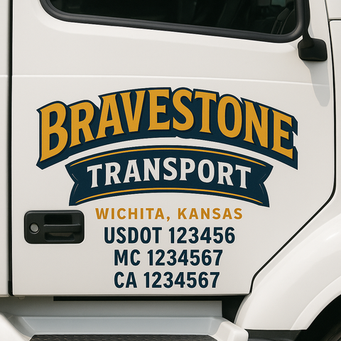 Custom Make Your Own Truck Door Lettering Decal Sticker Sign | Trucking, USDOT, MC, CA, GVW, KYU, VIN Truck Door Registration Number Decals (Set of 2)