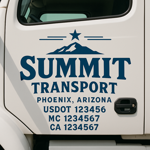 Custom Make Your Own Truck Door Lettering Decal Sticker Sign | Trucking, USDOT, MC, CA, GVW, KYU, VIN Truck Door Registration Number Decals (Set of 2)