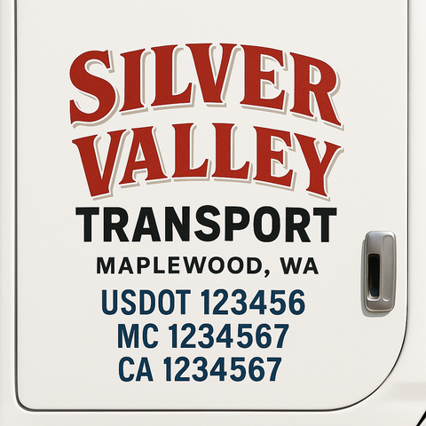 Custom Make Your Own Truck Door Lettering Decal Sticker Sign | Trucking, USDOT, MC, CA, GVW, KYU, VIN Truck Door Registration Number Decals (Set of 2)