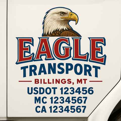 Custom Make Your Own Truck Door Lettering Decal Sticker Sign | Trucking, USDOT, MC, CA, GVW, KYU, VIN Truck Door Registration Number Decals (Set of 2)