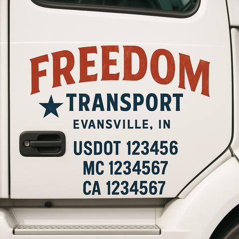 Custom Make Your Own Truck Door Lettering Decal Sticker Sign | Trucking, USDOT, MC, CA, GVW, KYU, VIN Truck Door Registration Number Decals (Set of 2)