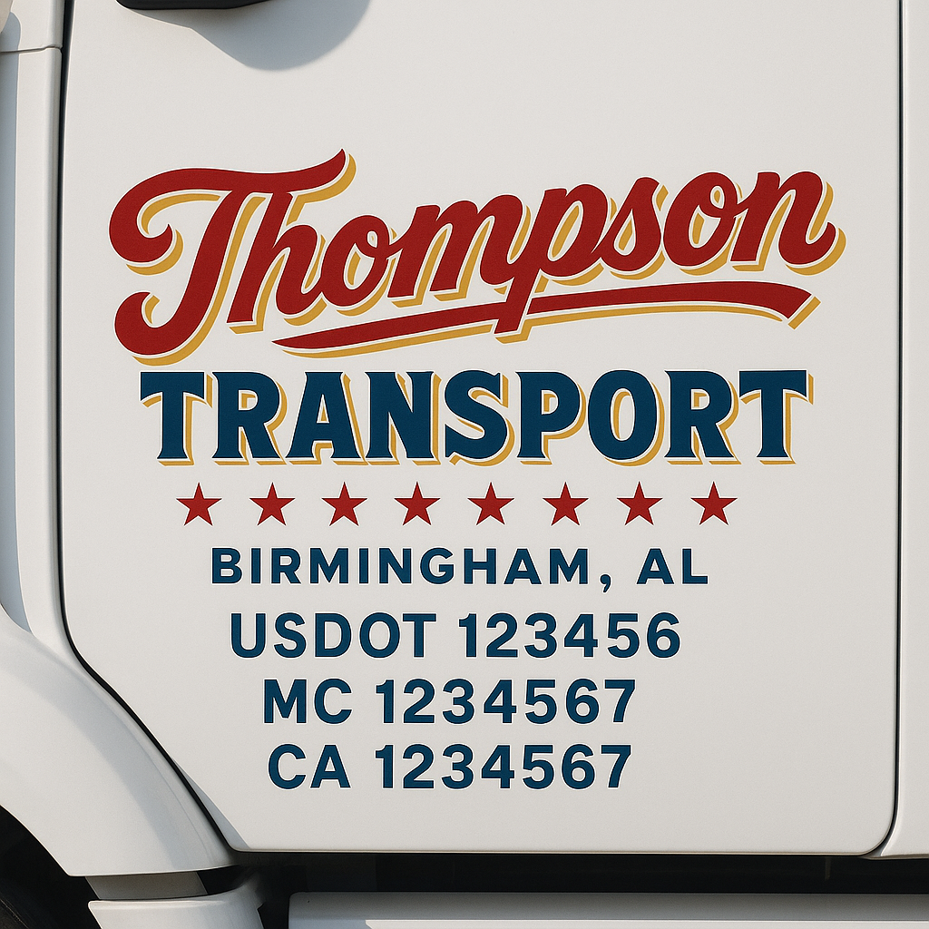 Custom Make Your Own Truck Door Lettering Decal Sticker Sign | Trucking, USDOT, MC, CA, GVW, KYU, VIN Truck Door Registration Number Decals (Set of 2)