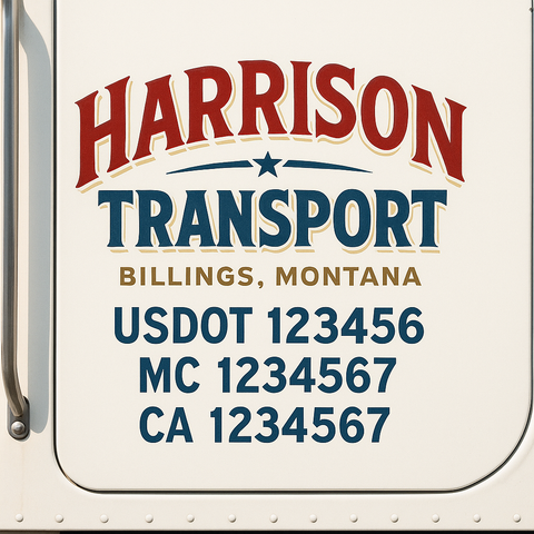 Custom Make Your Own Truck Door Lettering Decal Sticker Sign | Trucking, USDOT, MC, CA, GVW, KYU, VIN Truck Door Registration Number Decals (Set of 2)