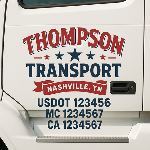 Custom Make Your Own Truck Door Lettering Decal Sticker Sign | Trucking, USDOT, MC, CA, GVW, KYU, VIN Truck Door Registration Number Decals (Set of 2)