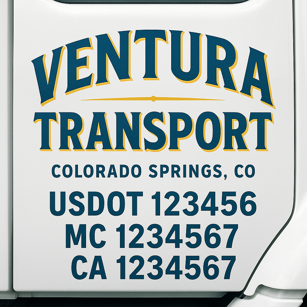 Custom Make Your Own Truck Door Lettering Decal Sticker Sign | Trucking, USDOT, MC, CA, GVW, KYU, VIN Truck Door Registration Number Decals (Set of 2)