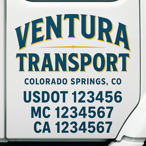 Custom Make Your Own Truck Door Lettering Decal Sticker Sign | Trucking, USDOT, MC, CA, GVW, KYU, VIN Truck Door Registration Number Decals (Set of 2)