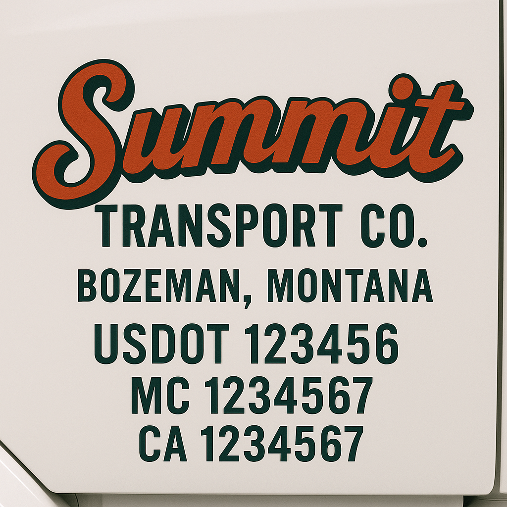 Custom Make Your Own Truck Door Lettering Decal Sticker Sign | Trucking, USDOT, MC, CA, GVW, KYU, VIN Truck Door Registration Number Decals (Set of 2)