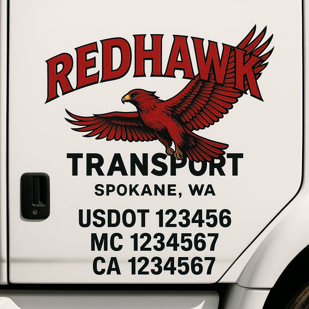 Custom Make Your Own Truck Door Lettering Decal Sticker Sign | Trucking, USDOT, MC, CA, GVW, KYU, VIN Truck Door Registration Number Decals (Set of 2)