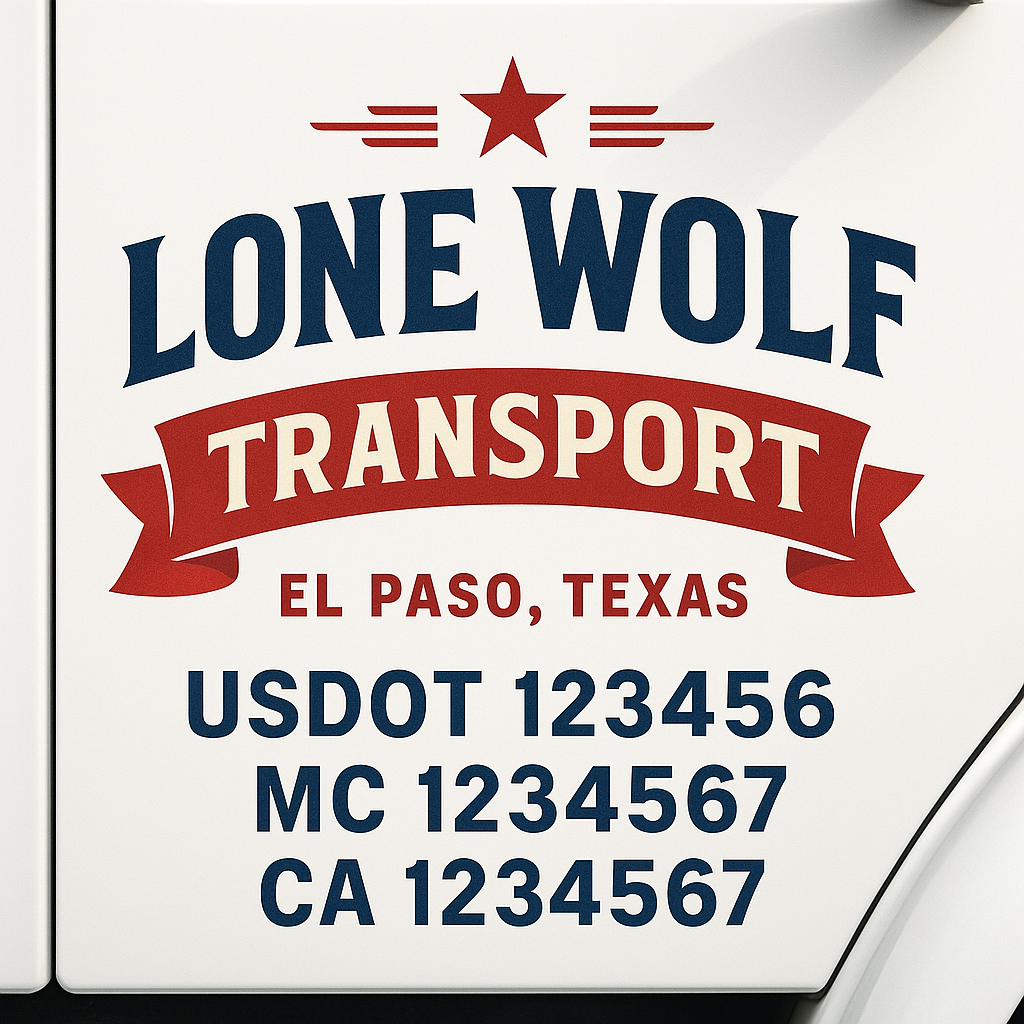 Custom Make Your Own Truck Door Lettering Decal Sticker Sign | Trucking, USDOT, MC, CA, GVW, KYU, VIN Truck Door Registration Number Decals (Set of 2)