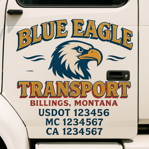 Custom Make Your Own Truck Door Lettering Decal Sticker Sign | Trucking, USDOT, MC, CA, GVW, KYU, VIN Truck Door Registration Number Decals (Set of 2)