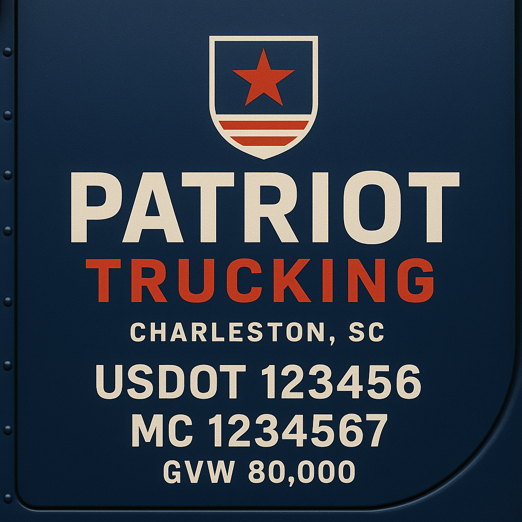 Custom Truck Door Lettering Sticker Decal Signs With Company Name, Location, USDOT, MC, CA, KYU, GVW & More | Create Your Own USDOT Truck Door Sign