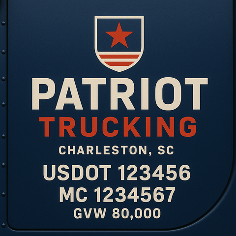 Custom Truck Door Lettering Sticker Decal Signs With Company Name, Location, USDOT, MC, CA, KYU, GVW & More | Create Your Own USDOT Truck Door Sign