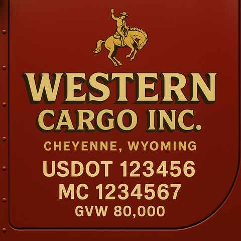 Custom Truck Door Lettering Sticker Decal Signs With Company Name, Location, USDOT, MC, CA, KYU, GVW & More | Create Your Own USDOT Truck Door Sign