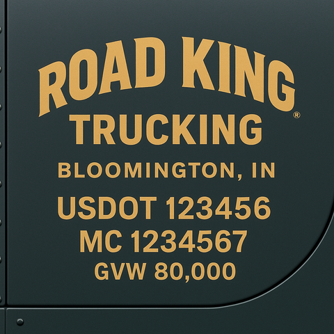 Custom Truck Door Lettering Sticker Decal Signs With Company Name, Location, USDOT, MC, CA, KYU, GVW & More | Create Your Own USDOT Truck Door Sign
