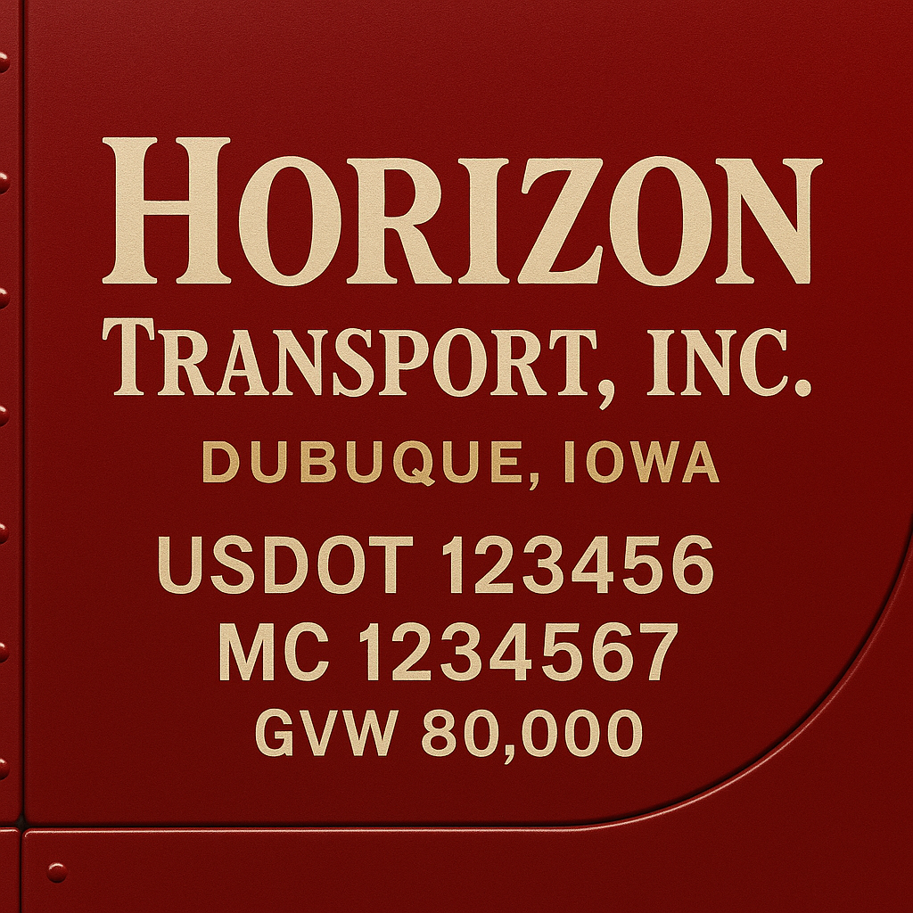 Custom Truck Door Lettering Sticker Decal Signs With Company Name, Location, USDOT, MC, CA, KYU, GVW & More | Create Your Own USDOT Truck Door Sign