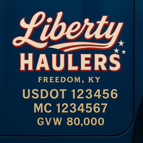 Custom Truck Door Lettering Sticker Decal Signs With Company Name, Location, USDOT, MC, CA, KYU, GVW & More | Create Your Own USDOT Truck Door Sign