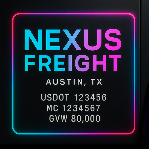 Custom Truck Door Lettering Sticker Decal Signs With Company Name, Location, USDOT, MC, CA, KYU, GVW & More | Create Your Own USDOT Truck Door Sign