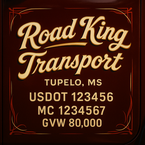 Custom Truck Door Lettering Sticker Decal Signs With Company Name, Location, USDOT, MC, CA, KYU, GVW & More | Create Your Own USDOT Truck Door Sign