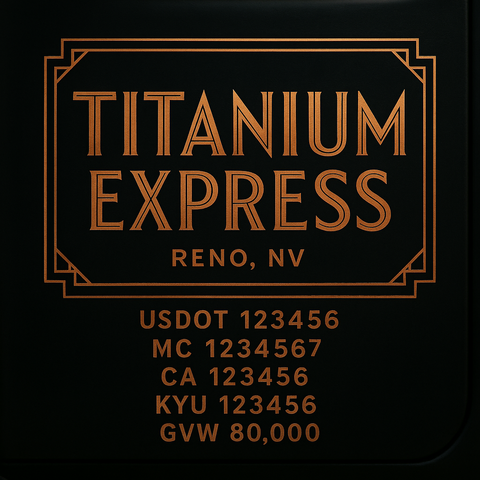 Custom Truck Door Lettering Sticker Decal Signs With Company Name, Location, USDOT, MC, CA, KYU, GVW & More | Create Your Own USDOT Truck Door Sign