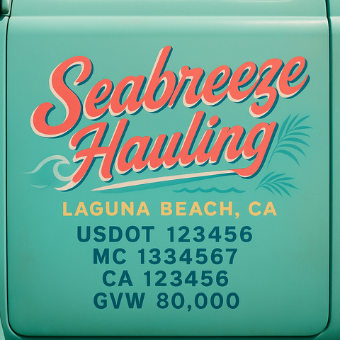 Custom Truck Door Lettering Sticker Decal Signs With Company Name, Location, USDOT, MC, CA, KYU, GVW & More | Create Your Own USDOT Truck Door Sign