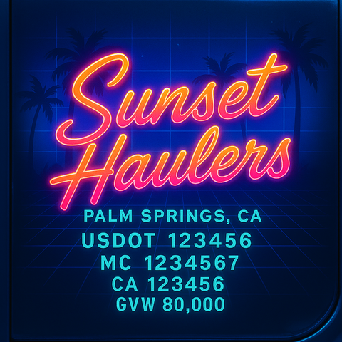 Custom Truck Door Lettering Sticker Decal Signs With Company Name, Location, USDOT, MC, CA, KYU, GVW & More | Create Your Own USDOT Truck Door Sign