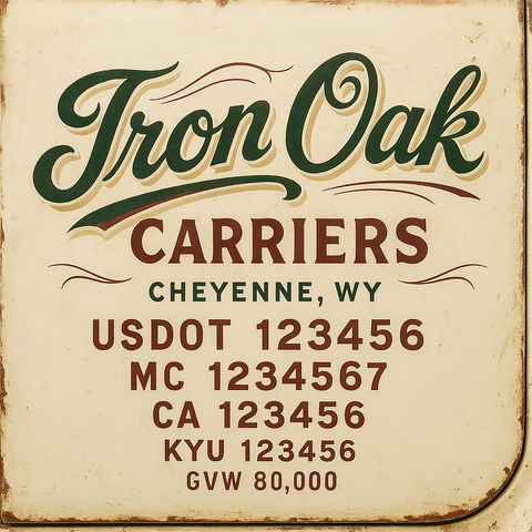 Custom Truck Door Lettering Sticker Decal Signs With Company Name, Location, USDOT, MC, CA, KYU, GVW & More | Create Your Own USDOT Truck Door Sign
