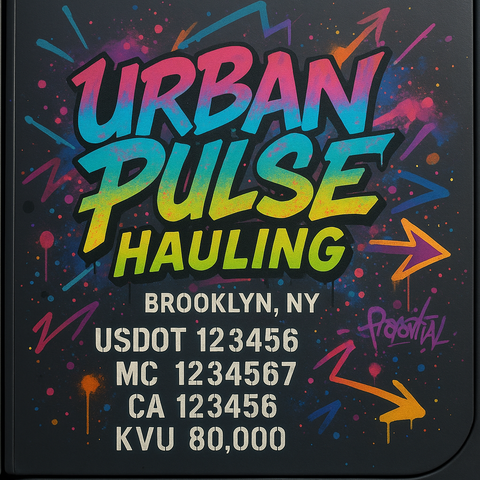 Custom Truck Door Lettering Sticker Decal Signs With Company Name, Location, USDOT, MC, CA, KYU, GVW & More | Create Your Own USDOT Truck Door Sign