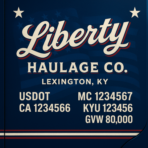 Custom Truck Door Lettering Sticker Decal Signs With Company Name, Location, USDOT, MC, CA, KYU, GVW & More | Create Your Own USDOT Truck Door Sign