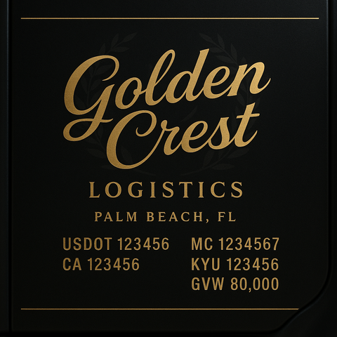 Custom Truck Door Lettering Sticker Decal Signs With Company Name, Location, USDOT, MC, CA, KYU, GVW & More | Create Your Own USDOT Truck Door Sign