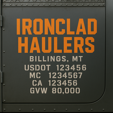 Custom Truck Door Lettering Sticker Decal Signs With Company Name, Location, USDOT, MC, CA, KYU, GVW & More | Create Your Own USDOT Truck Door Sign