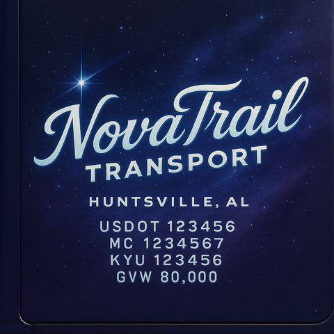 Custom Truck Door Lettering Sticker Decal Signs With Company Name, Location, USDOT, MC, CA, KYU, GVW & More | Create Your Own USDOT Truck Door Sign