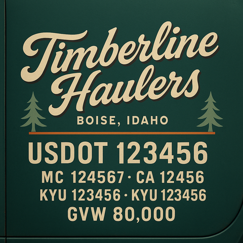 Custom Truck Door Lettering Sticker Decal Signs With Company Name, Location, USDOT, MC, CA, KYU, GVW & More | Create Your Own USDOT Truck Door Sign