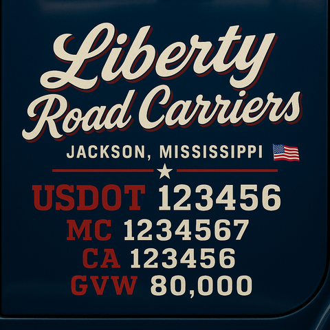 Custom Truck Door Lettering Sticker Decal Signs With Company Name, Location, USDOT, MC, CA, KYU, GVW & More | Create Your Own USDOT Truck Door Sign