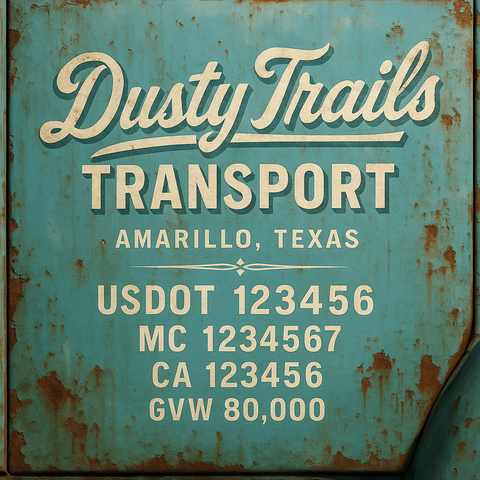 Custom Truck Door Lettering Sticker Decal Signs With Company Name, Location, USDOT, MC, CA, KYU, GVW & More | Create Your Own USDOT Truck Door Sign