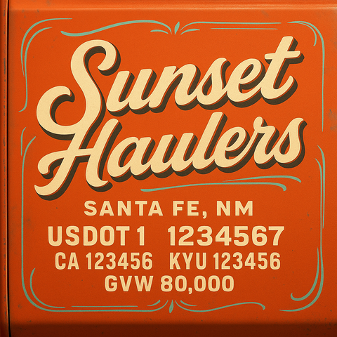 Custom Truck Door Lettering Sticker Decal Signs With Company Name, Location, USDOT, MC, CA, KYU, GVW & More | Create Your Own USDOT Truck Door Sign