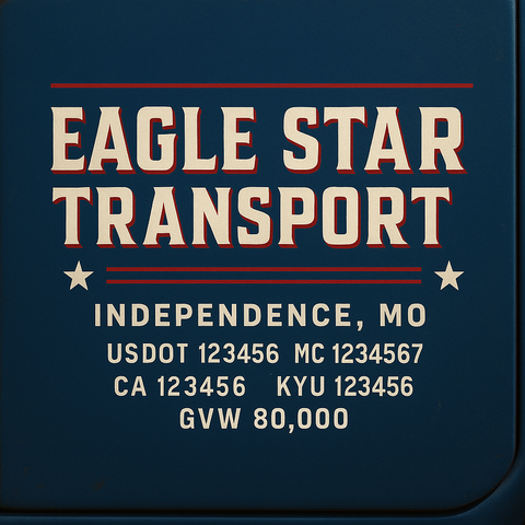 Custom Truck Door Lettering Sticker Decal Signs With Company Name, Location, USDOT, MC, CA, KYU, GVW & More | Create Your Own USDOT Truck Door Sign