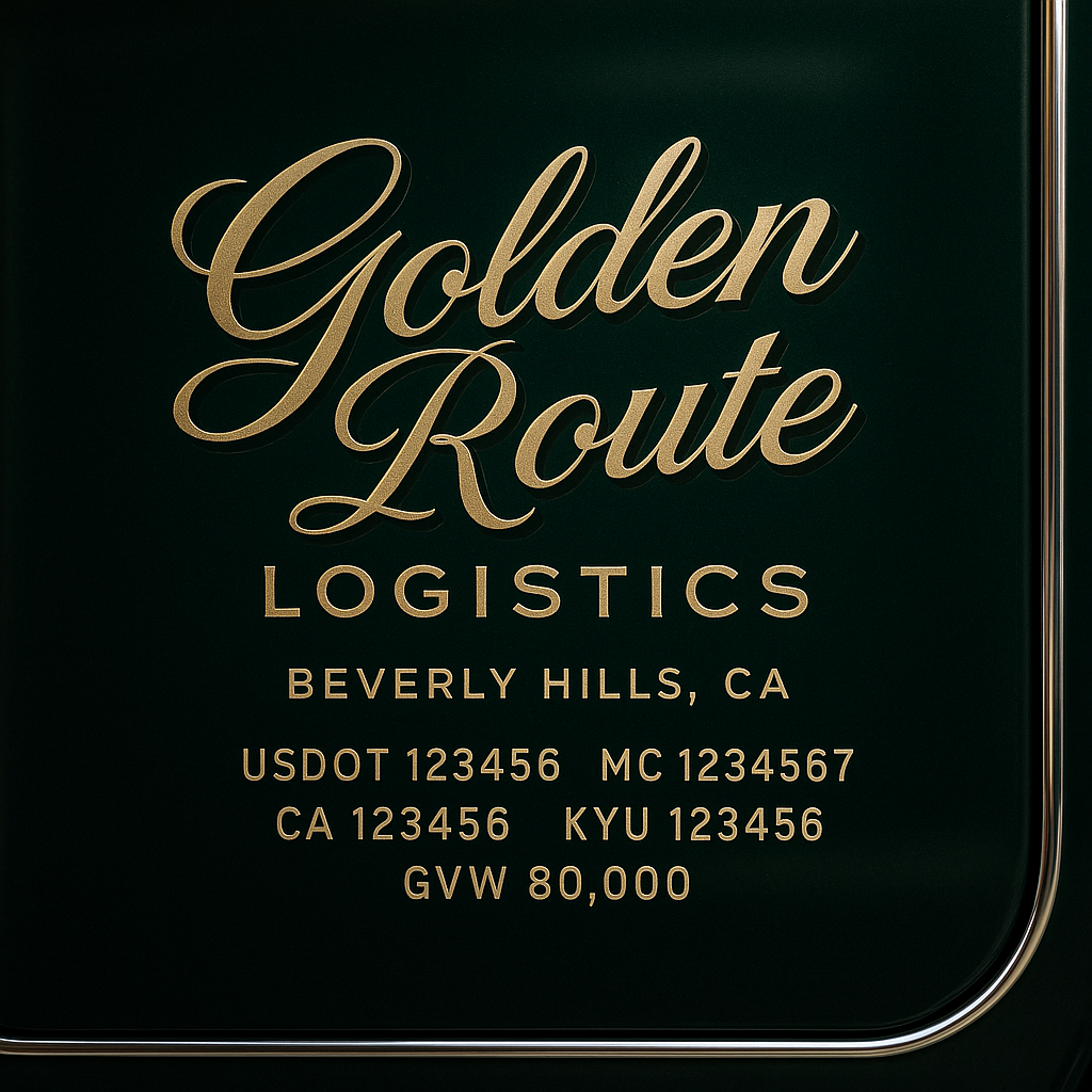 Custom Truck Door Lettering Sticker Decal Signs With Company Name, Location, USDOT, MC, CA, KYU, GVW & More | Create Your Own USDOT Truck Door Sign