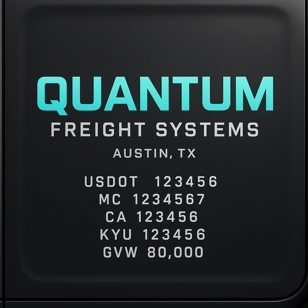 Custom Truck Door Lettering Sticker Decal Signs With Company Name, Location, USDOT, MC, CA, KYU, GVW & More | Create Your Own USDOT Truck Door Sign