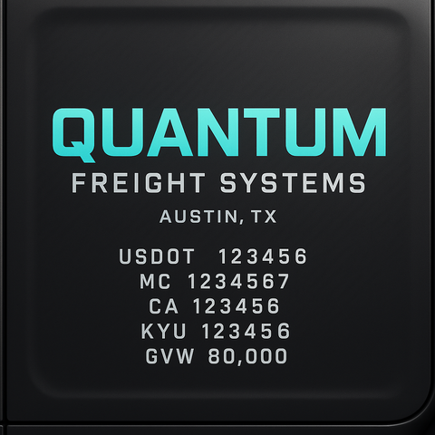 Custom Truck Door Lettering Sticker Decal Signs With Company Name, Location, USDOT, MC, CA, KYU, GVW & More | Create Your Own USDOT Truck Door Sign