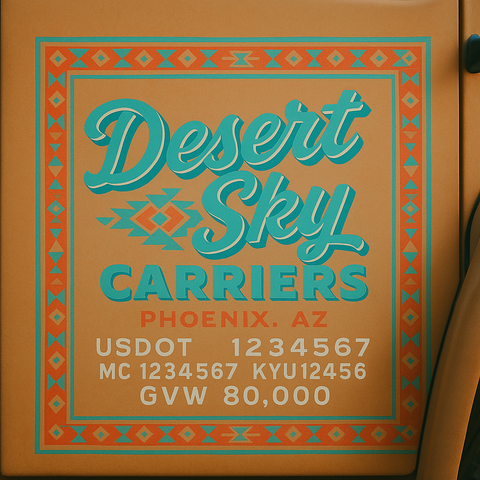 Custom Truck Door Lettering Sticker Decal Signs With Company Name, Location, USDOT, MC, CA, KYU, GVW & More | Create Your Own USDOT Truck Door Sign