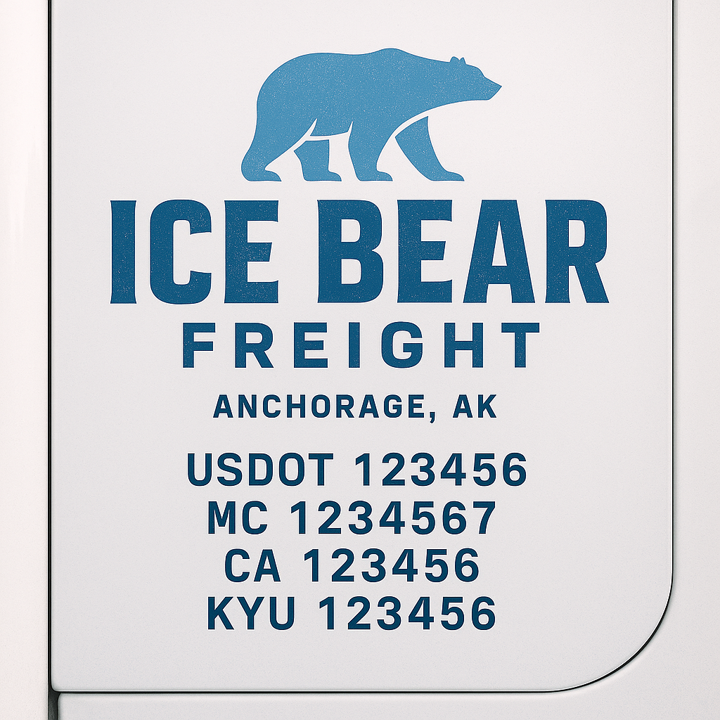Custom Truck Door Lettering Sticker Decal Signs With Company Name, Location, USDOT, MC, CA, KYU, GVW & More | Create Your Own USDOT Truck Door Sign